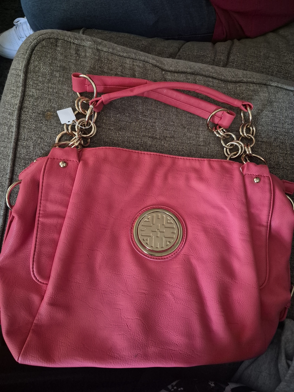 Stylish Pink Tote Bag with Gold Accent